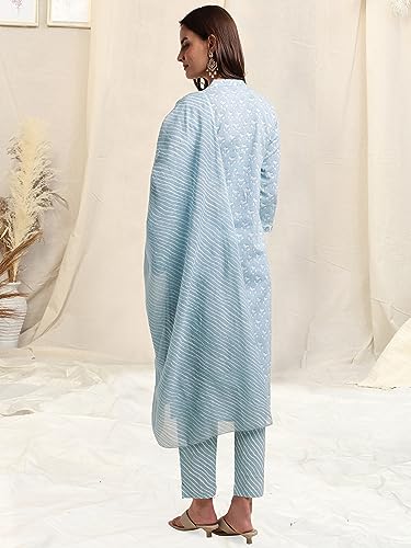 Image of MIRCHI FASHION Women's Straight Fit Pure Cotton Printed Kurta Set with Dupatta and Trouser