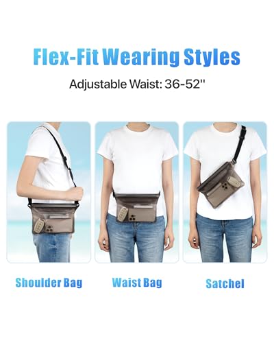 Image of F-color Waterproof Fanny Pack - Waterproof Pouch, Beach Cruise Essentials | Adjustable Waist Strap, Triple Zipper Roll-Top Dry Bag for Phone, Keep Passport Valuables Dry for Beach Kayaking Boating