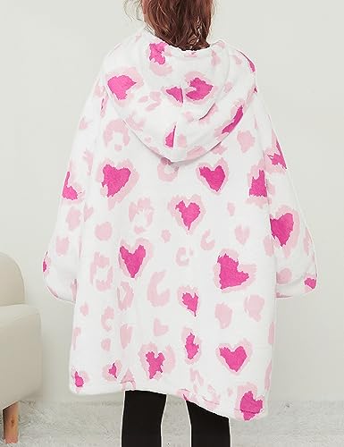Image of KFUBUO Wearable Blanket Hoodie for Kids Sherpa Patterns Oversized Sweatshirt Blanket With Pocket 6-10 Year Old Girl Boy Gifts for Kids