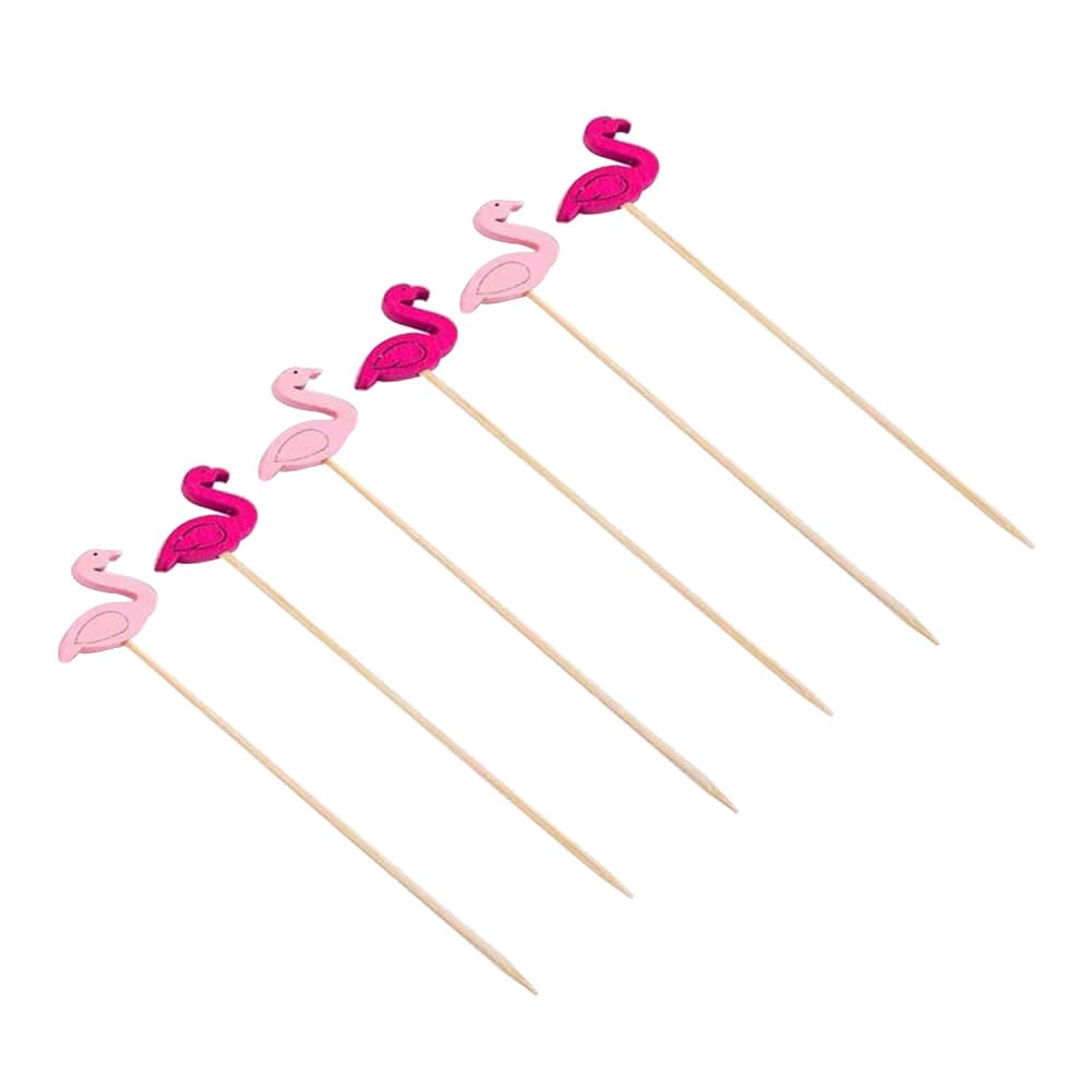 Pics à Cocktail en Bois Forme Flamant Rose 200 Pièces pour Apéritif Anniversaire