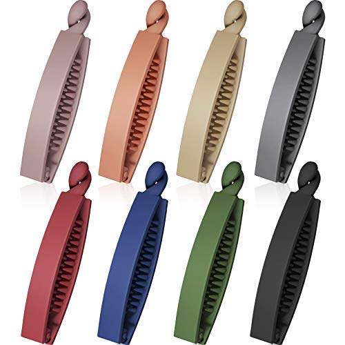 8 Pieces Banana Hair Clips Ponytail Holders Frosted Hairpin Non-slip Ponytail Holder Clamps for Women and Girls Hair Accessory, 8 Colors