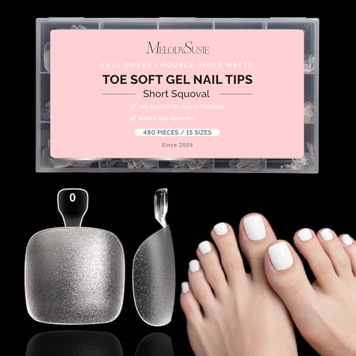Image of MelodySusie Squoval Toe X Nail Tips- 480Pcs 15 Sizes Clear Acrylic, Full Matte Full Cover Press on Nails for DIY Extension & Salon Use, Pre-Shaped for Long-Lasting Manicure