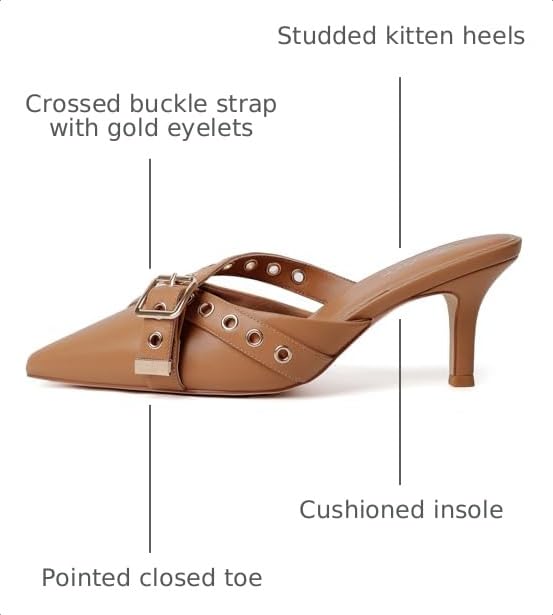 Image of Mostrin Kitten Heels for Women Pointed Closed Toe Heels Vintage Stiletto Dressy Pumps Shoes for Office Work Party