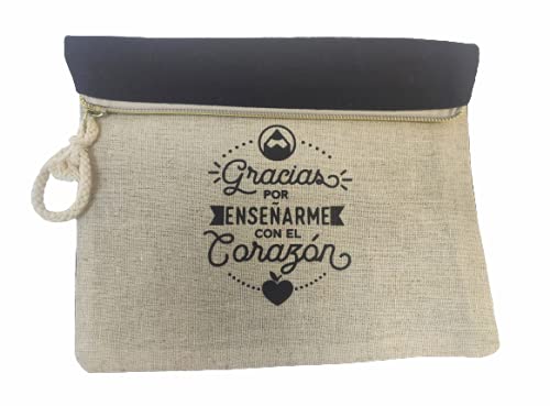 Los Eventos de la Tata. Neceser de Algodón con mensaje emotivo para regalar a las maestras profes