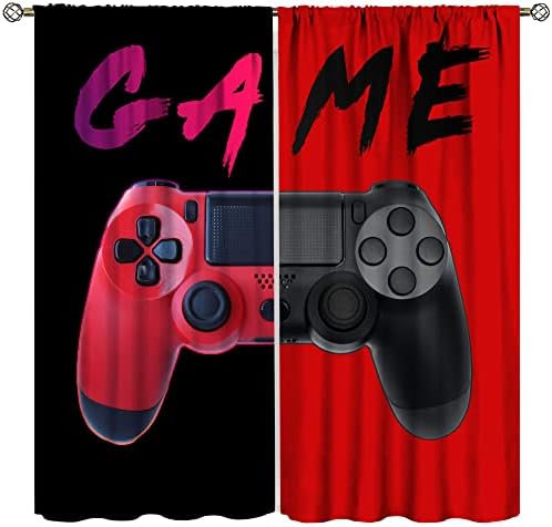 Kids Teen Boys Gamer Gaming Curtains, Gamepad Decor Window Treatments, Modern Video Games Curtains Panels for Living Room, Bedroom, Video Game Room Decor 21" W x 54" L x2【Decor】