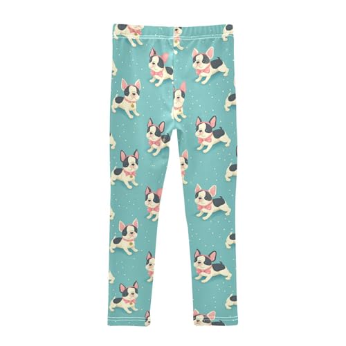Wusikd Cute Boston Terrier Girls' Leggings Toddler Doodles Polka Dots Kids Yoga Pants Dance Active Tights 4T2
