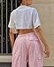 Women Baggy Cargo Pants Y2K Low Waist Vintage Solid Color Drawstring Pants Streetwear Wide Leg Baggy Jogger Punk Trousers Pink XS