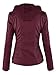 LL WJC663 Women’s Faux Leather Moto Biker Jacket with Removable Hood – Lightweight Zip-Up Coat with Pockets for Fall and Winter XS Wine