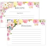 Pink Rose Recipe Cards: Full Set This elegant set of 50 double sided recipe cards and 20 matching envelopes is perfect for bridal showers, weddings, and kitchen themed parties. Perfect Size: The classic 4" x 6" size makes these cards perfect for stor...