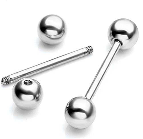 Kiokioa 12pc 14G Mix-color Stainless Steel Straight Barbell Tongue Rings Bars Piercing 5/8" Length3
