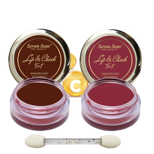 Image of Seven Seas Lips & Cheek Tint Combo Pack of 2 | Matte Natural Blush for Women | Lip Tint with Vitamin E | Nourishing Cheek Tint (Maroon, Mandy)