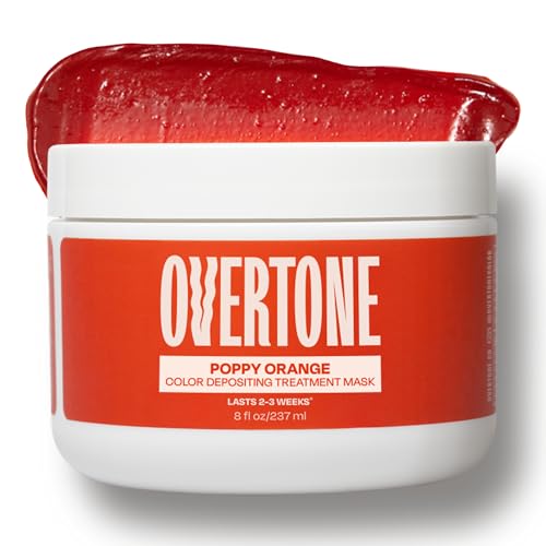 Image of Overtone Semi Permanent Hair Color Conditioner, Poppy Orange, 8 oz, Nourishing, Damage-Free, Color Depositing Mask for All Hair Types with Shea Butter & Coconut Oil, Vegan & Cruelty-Free
