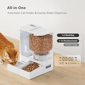All in one automatic cat feeder and water dispenser 4l cat water dispenser + 5l cat food dispenser white   cucciolini doodles