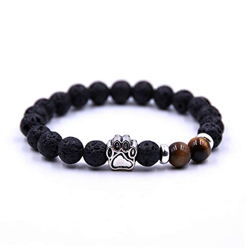 SIVITE Lava Rock Stretch Beaded Bracelet Essential Oil Diffuser Dog Lover Paw Charm Pet Memorial Bracelet4