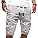 Maiyifu-GJ Men's Casual Multi Pocket Short Pants Elastic Waist Relaxed Fit Cargo Shorts Loose Fit Lightweight Outdoor Shorts (White,Medium)
