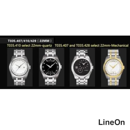 Image of Lineon 22mm C Clamp Heavy Solid Chain Butterfly Lock Watch Band Strap Wristband Compatible with Tissot 1853 Watch (Only 22mm) With Tool and Pins (SILVER)