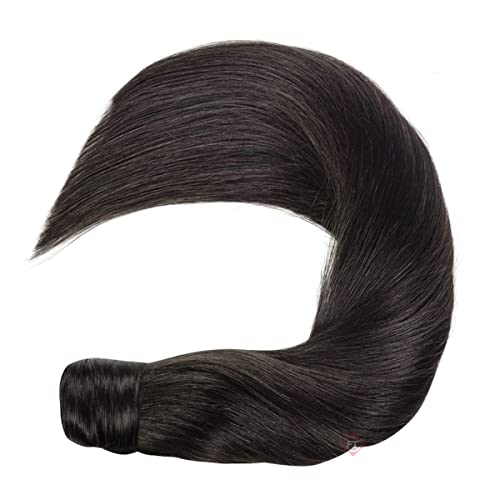 Image of Firstly Traders Human Hair Hairpieces Wrap Around Pony in Women Hair Extension Natural Straight Hair Extensions, 18 inches Dark Brown