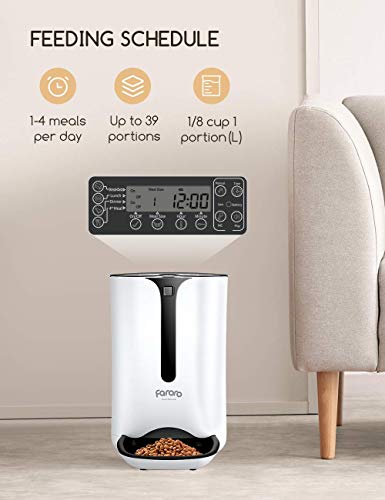 Faroro Automatic Cat Food Dispenser, 7L/30 Cups Timed Dry Food Dispenser For Cats And Dogs With Programmable Portion Control, Up To 39 Portions, 4 Meals Per Day, 10S Voice Recording, Dual-Power Supply #TOP2
