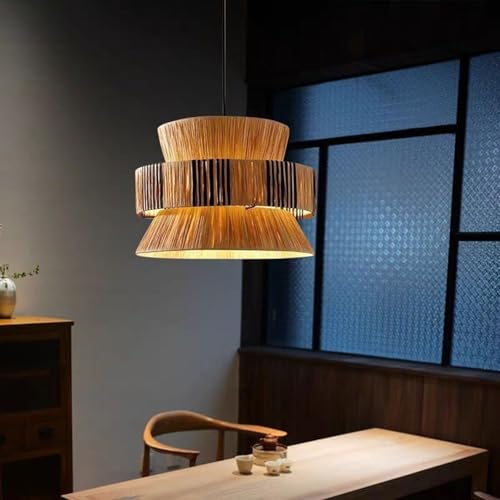 Luminaire suspendu créatif rotin lustre réglable multi-niveaux