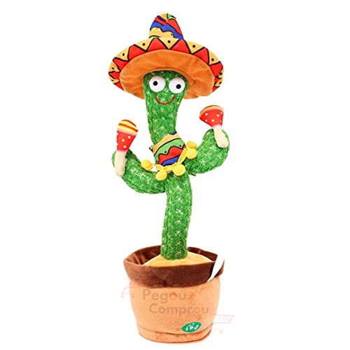 Cacto Dançante Falante Música Repete A Fala C/ Luzes + Roupa
