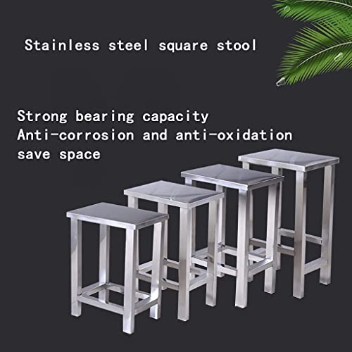 Image of INDIAN DECOR Classic 50CM Tall Square Stainless Steel Stool, Chrome