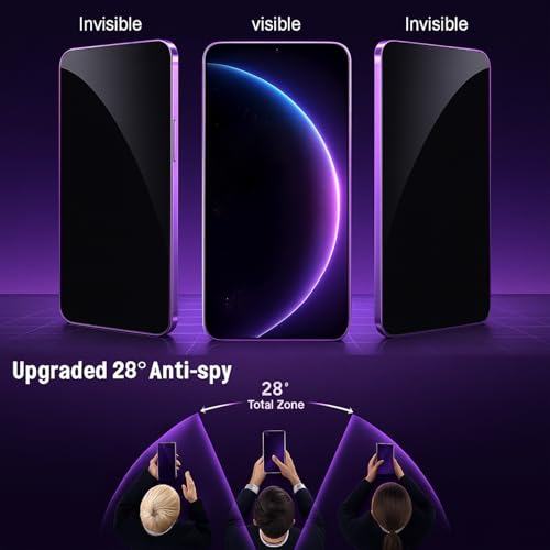 Image of Privacy Tempered Glass Screen Protector for Samsung S25 Ultra | Fingerprint Unlock Supported | Anti-Spy Privacy Filter | 9H Hardness | Full Coverage | Bubble-Free