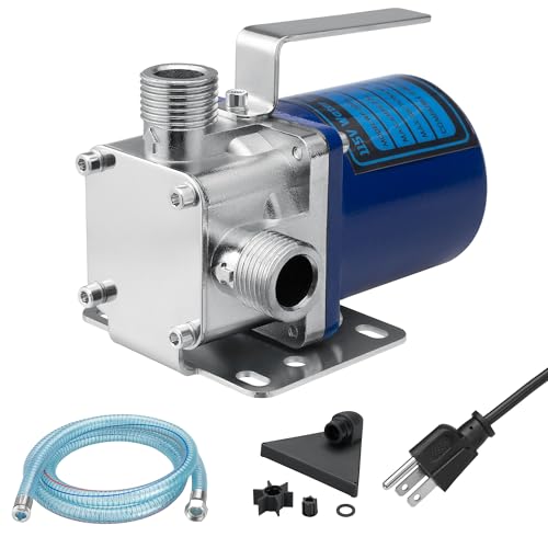 500GPH Water Transfer Pump, 115V 1/8HP Electric Utility Pump with 1 * 6.6ft Suction Hose Kit for Rain Barrels, Ponding Drainage, Pools, Aquariums