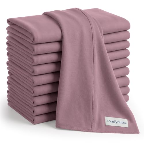 Image of Comfy Cubs Baby Burp Cloths Set (Pack of 10) - Large, 6-Layer, Ultra Absorbent 100% Cotton for Infant Spit-Up, Drool, and Messes - Soft, Gentle, Thoughtful New Born Baby Gifts, Mulberry
