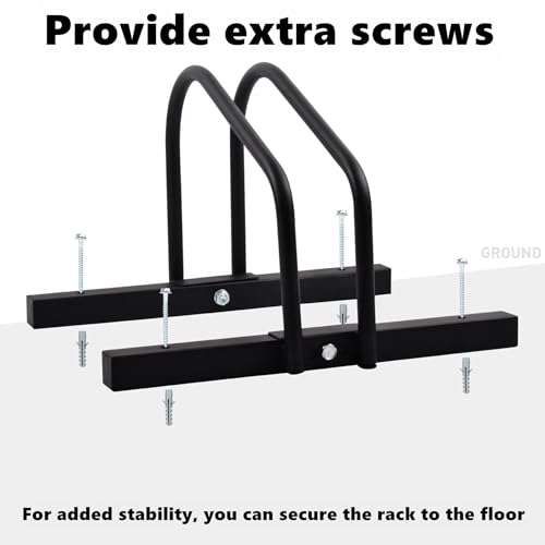 WALMANN Bike Floor Stand, Steel Bike Parking Rack for 1 Bike, 22-28" Wheels, Max. Tire Width 2.1", Black