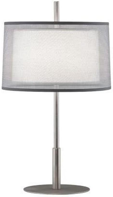 Robert Abbey S2194 Lamps with Silver Transparent Exterior and Ascot White Fabric Interior Shades, Stainless Steel Finish