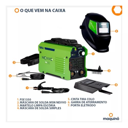 Máquina Inversora De Solda Fix1350 220v 120a Mma Tig + Máscara Automática NEVVO