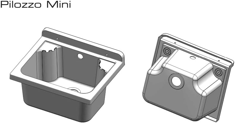 Negrari Wall-Mounted Resin Sink, front and rear view