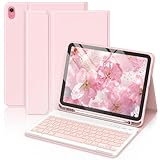 MMK for iPad 11th 10th Generation Case with Keyboard (2022, 10.9'), Wireless Detachable Keyboard, Pencil Holder for iPad 11 inch (A16 2025), 10th Gen (10.9 Inch 2022) Pink