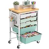 ALVOROG Rolling Cart with 5 Drawers and Pegboard