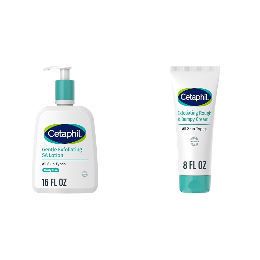 Cetaphil Gentle Exfoliating SA Lotion, Lightweight Moisturizer, 16 oz Pump, Salicylic Acid + Rough & Bumpy Cream, Lightweight Cream, 8 oz Tube, 20% Urea, Refines Skin Texture, Bundle