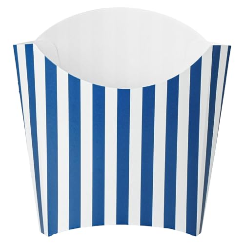 Restaurantware-Bio Tek 4.5 x 3.2 x 3.9 Inch French Fry Cup, 100 Disposable Snack Cups - Stackable, Sustainable, Blue and White Paper 3 Ounce Fry Holder, for Fries, Onion Rings, Popcorn, or Cookies by Restaurantware - Used condition - Image 2
