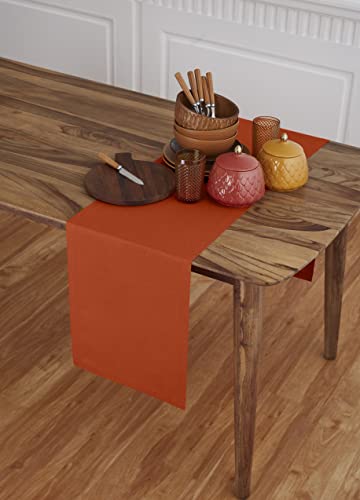 Solino Home Cotton Linen Table Runner – Pumpkin Spice 14 X 90 Inch – Natural Fabric Table Runner – Dru, Handcrafted And Machine Washable #TOP1