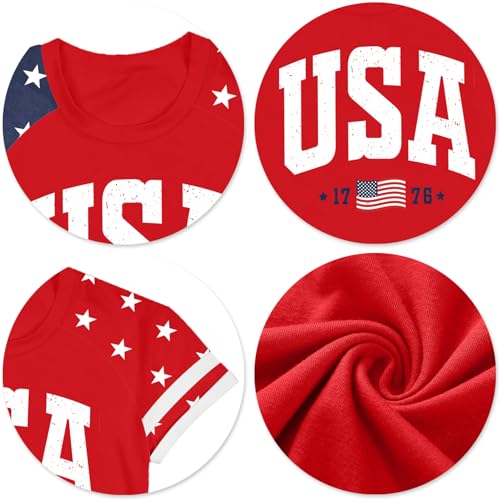 Image of Ithalt Boys Girls USA Shirts Kids 4th of July Shirts American Flag Tshirt Patriotic Top Independence Day Outfit 5-13y