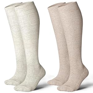 LEVSOX Thick Cotton Compression Socks for Women&Men 20-30mmHg Knee High Cute Support Sock for Nurses, Pregnancy, Travel