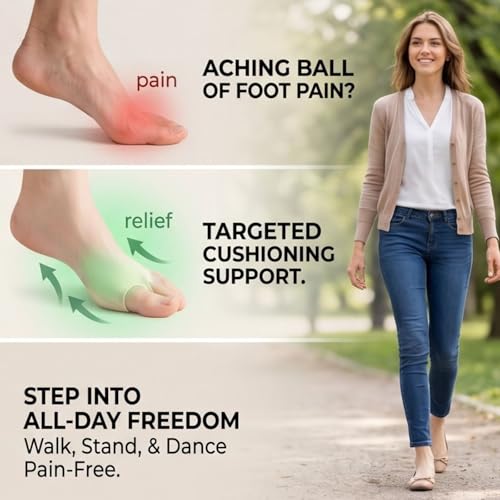 Image of Flammi 6 Pairs Ball of Foot Cushion Socks,Women's Toe Cover with Padding Toe Topper Liner Socks Non-Skid Bottom