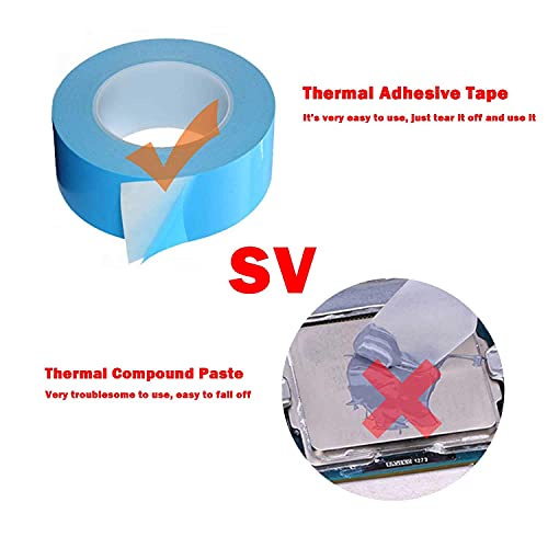 Smalloo 0.8\"×80ft in Double Side Adhesive Thermal Conductive Cooling Tape for Heatsinks, LED Lights, IC Chip, Computer CPU, GPU, Raspberry pi, Modules