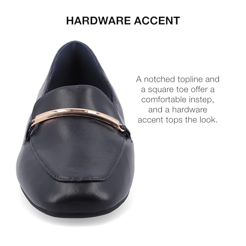 Image of Journee Womens Loafer Flat Notched Topline Square Toe Slip-On Block Heel - Wrenn Casual Dress Shoe