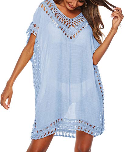 Image of Adisputent Womens Swimsuits Cover Ups Crochet Chiffon Beach Cover Bathing Suit Bikini Wear Coverups Dress