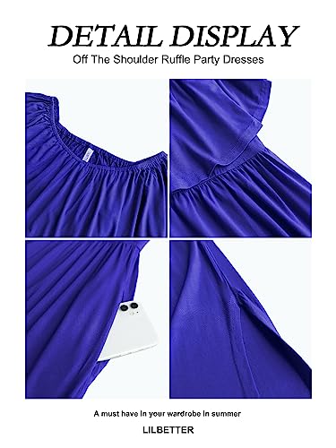 LILBETTER Womens Off The Shoulder Ruffle Party Dresses Side Split Beach Maxi Dress4