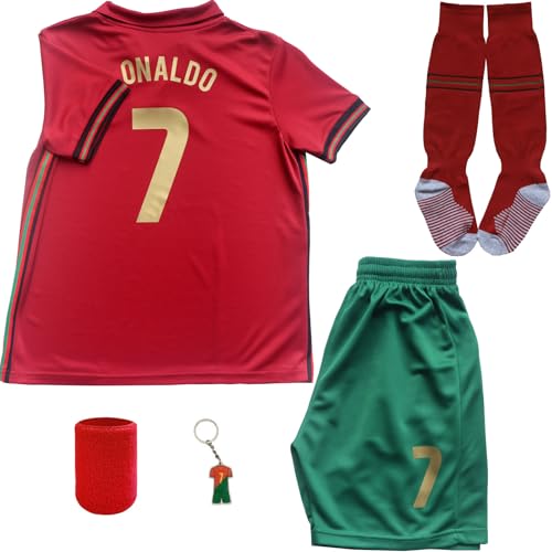 ORGBRAIN No #7 Home Kids Soccer Football Futbol Jersey & Shorts Socks Set Youth Sizes (Home,26_)