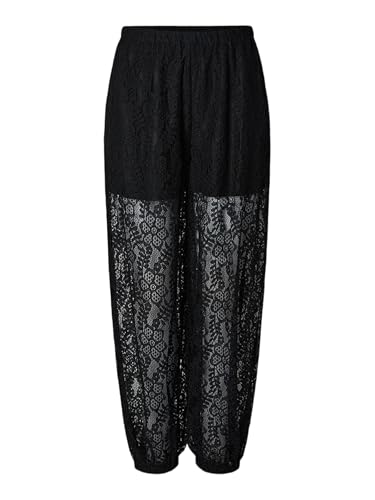 Pantalon ballon femme PIECES PCALINE avec dentelle élégante en coupe taille haute