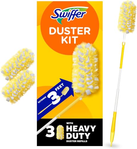 Image of Swiffer Duster Kit with 3 ft Extendable Handle, Heavy Duty Dusting Starter Kit with 3 Refills, for Ceiling Fans, Vents and Hard to Reach Places (Pack of 6)