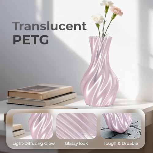 Image of Official Creality PETG 3D Printer Filament 1.75mm 1KG (2.2lbs), High Precision, Strong Toughness, Odorless, Better Flow, Moistureproof 3D Printing CR PETG Filament, Translucent Light Pink