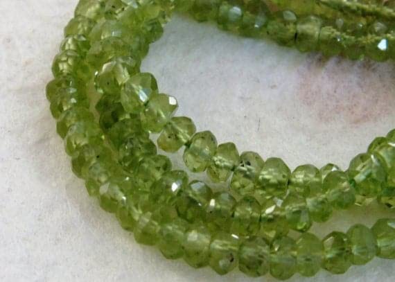 LKBEADS Peridot faceted Roundel. peridot faceted, Preidot beads, Peridot faceted 3mm 14" strand