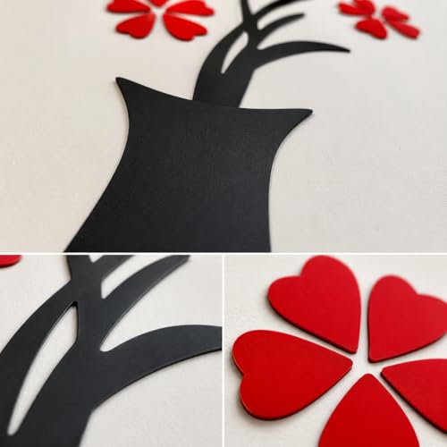 Image of DreamKraft Flower Pots Wall Sticker for Home Decor, Drawing Hall, Living Room Decor (Black & Red, PVC Vinyl)